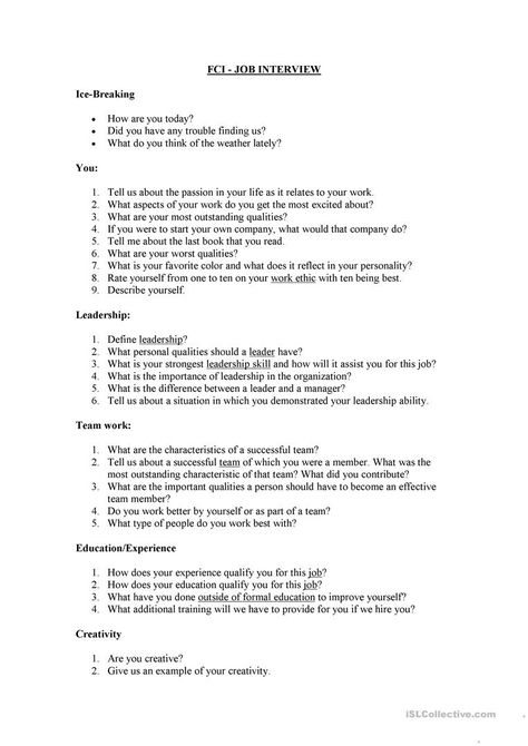 Job Interview - English ESL Worksheets Bank Interview Questions, Writing A Resume, Job Interview Prep, Job Interview Answers, Interview Help, Cv Writing, Job Interview Preparation, Job Interview Advice, Job Cover Letter