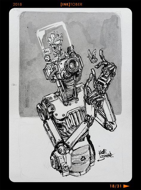 Dystopian Art Illustrations, Dystopian Sketch, Robot Drawing Sketches, Robot Drawing Ideas, Cyberpunk Sketch, Robots Art Drawing, Robot Drawings, Robot Drawing, Steampunk Drawing