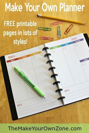 Monthly And Weekly Planner Printable Free, Half Size Planner Printables Free, Free Printable Planner Pages, Make Your Own Planner, Design Your Own Planner, Diy Planner Notebook Layout, Happy Planner Free Printable, Planner Free Printable, Happy Planner Printables