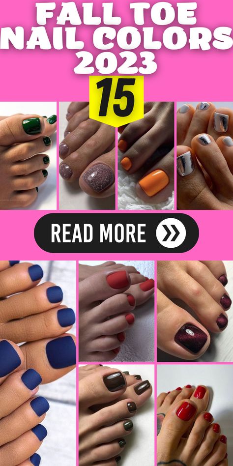 Fall in love with these mesmerizing toe nail colors for fall 2023. From warm and inviting hues to cool and sophisticated shades, these colors will transform your pedicure into a work of art. Whether you prefer a simple and minimalist design or want to go all out with intricate nail art, these fall toe nail colors will make a statement. Embrace the beauty of the season and let your toes shine with these fabulous nail colors for autumn. Fall Nail Colors 2023 Pedicure, Fall 23 Nail Colors, Pedicure Colors Fall 2023, September Pedicure Colors 2023, Pedicure Ideas Fall 2023, Cute Fall Toenail Colors, Cute Pedicure Ideas Fall, Fall Toe Colors Polish, Fall Nails 2023 Pedicure