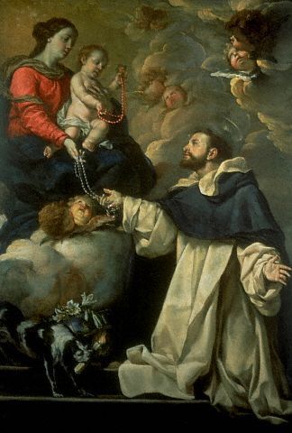 Saint Dominic receiving the Holy Rosary from the Blessed Virgin Mary. Hehehe @melissa dominic Bronson :D Dominican Order, St Dominic, Saint Dominic, San Domenico, The Transfiguration, The Blessed Virgin Mary, Christ The King, Holy Rosary, Blessed Mother Mary