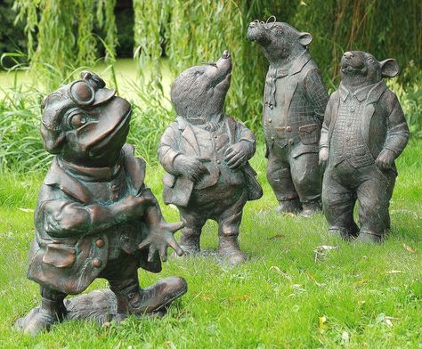 Toad Garden, Willow Garden, Wind In The Willows, Garden Figures, Garden Animals, Lawn Ornaments, Stone Statues, Outdoor Statues, Enchanted Garden