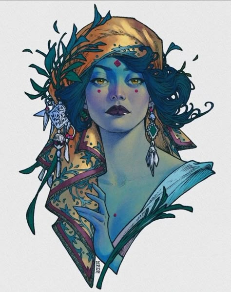 Maria Dimova, Character Portraits, Fantasy Character Design, Pretty Art, 그림 그리기, Character Design Inspiration, Blue Hair, Aesthetic Art, Amazing Art