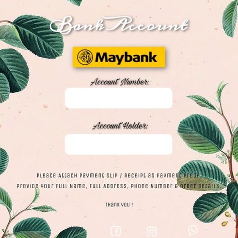 Bank Account Template Design Maybank, Acc Bank Template Maybank, Akaun Bank Template, Maybank Template Design Cute, Maybank Account Template, Bsn Account Template, Maybank Template, Bank Template Design, Account Number Template Design