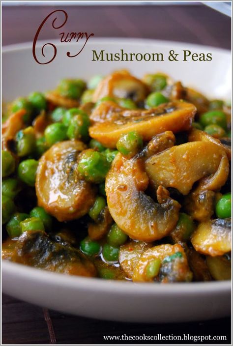 The cooks collection | To Tickle Your Tastebuds!: Mushroom Mutter Masala Calorie Controlled Meals, Healthy Indian Recipes, Dried Vegetables, Vegetable Pasta, Frozen Vegetables, European Food, Indian Food Recipes Vegetarian, Veg Recipes, Vegan Foods