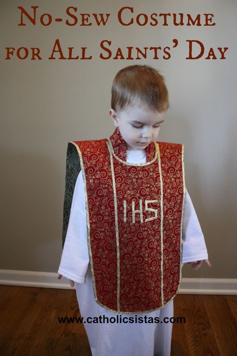 No-Sew All Saints’ Day Costume {for the procrastinators!} – Catholic Sistas Catholic Halloween, Saint Costume, Priest Costume, Catholic Crafts, Saints Days, St Ignatius, All Souls Day, Christian Crafts, Catholic Family