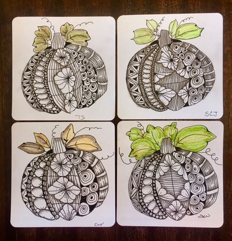 Thanksgiving Zentangle Patterns, Fall Zentangle Patterns, Fall Zentangle Ideas, Zentangle Pumpkin, Zentangle Pumpkins Art, Autumn Zentangle, Pumpkin Zentangle, Halloween Zentangle, Paint Your Own Pottery