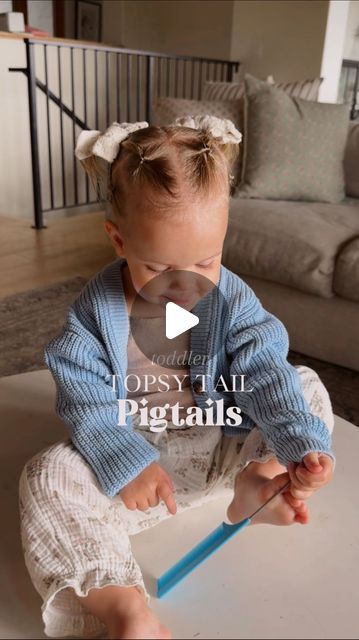 Camilla Thurman on Instagram: "More hairstyles on my *almost* two year old 🥹✨🩵  Comment HAIR and I will send you a DM to shop   #toddlerhair #toddlerhairstyles #toddlerhairideas #toddlerhairstyle #cutehair #cutehairstyles #topsytail #topsytails #topsytailpigtails #pigtails #pigtail #pigtailbows #girlshair #girlshairstyles #babyhair #babyhairstyles #bows" Infant Hair Styles, One Year Old Hairstyles Girl, One Year Old Girl Hairstyles, Small Pigtails On Top Of Head, Toddler Pigtails Hairstyles, Short Baby Hairstyles, Pig Tails Hairstyles Kids, One Year Old Hairstyles, Pig Tail Hairstyles Kids