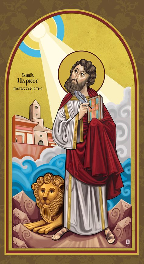 St. Mark the EvangelistDigital paintingNew Coptic Style St Mark Coptic Icon, St Mark The Evangelist, Mark The Evangelist, Egyptian Drawings, Coptic Icons, Church Icon, Eastern Orthodox Church, Christian Icons, Orthodox Christian Icons