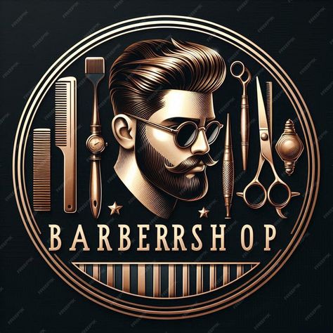 Mens barber shop logo consisting of a comb and scissors with bronze stripes on a black background | Premium AI-generated image Logo Barber Shop, Barber Shop Logo, Mens Barbershop, Best Barber Shop, Barber Man, Barber Logo, Man Logo, Shop Logo, Barber Shop