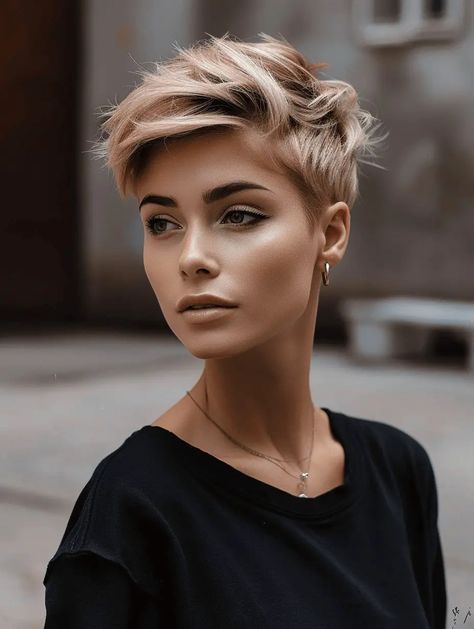 Pixie Haircut Ideas, Pixie Haircut Styles, Short Hair Pixie Cuts, Messy Short Hair, Super Short Hair, Edgy Short Hair, Penteado Cabelo Curto, Short Pixie Haircuts, Haircut For Thick Hair