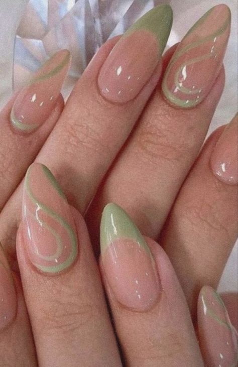 Mint Green Nail Designs, Sage Green Nails, Hoco Nails, Mint Green Nails, Green Acrylic Nails, Green Nail Designs, Green Nail, Prom Nails, Minimalist Nails