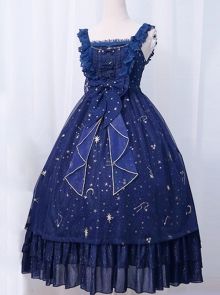 Space Dress, Moon Dress, Aesthetic Dress, Dark Blue Dress, Chiffon Fashion, Theme Dress, Star Dress, Fairy Dress, Fantasy Dress