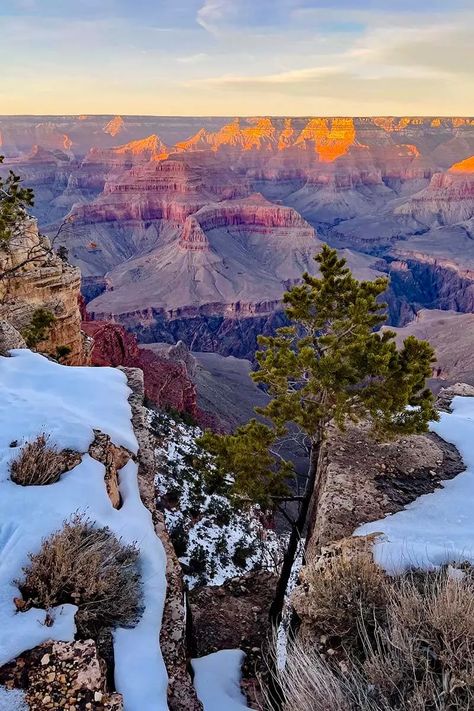 What It’s Really Like to Visit Grand Canyon in Winter (+Seasonal Tips) Pictures Collage Ideas, Grand Canyon Winter, Grand Canyon Pictures, Grand Canyon Village, Grand Canyon West, Visiting The Grand Canyon, Grand Canyon South Rim, Seven Wonders, The Grand Canyon