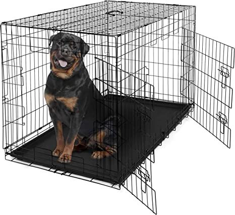 Perfect Size & Versatile to Use – Dog crate with double doors design (front and side door). The Dimensions is 48”W x 29.5”D x 31.5”H when open; 48”W x 29.5”D x 3.5”H when folded. Portable & Convenience High Quality Material Metal Dog Kennel, Wire Dog, Cat Crate, Cat Kennel, Large Dog Crate, Pet Playpen, Dog Playpen, Pet Kennels, Wire Dog Crates