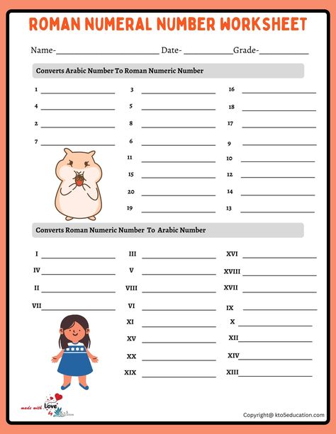 Roman Numeral Worksheet 1 to 20 | FREE Download Check more at https://kto5education.com/roman-numeral-worksheet-1-to-20/ Roman Numbers Worksheet Grade 3, Roman Numeral Numbers, Fun Math Worksheets, Roman Numbers, Number Worksheets, Roman Numeral, Grade 3, Fun Math, Math Worksheets