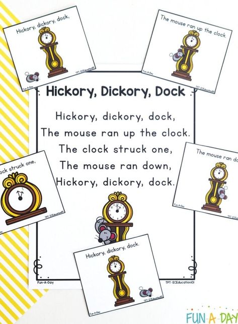 Hickory Dickory Dock Craft Preschool, Hickory Dickory Dock Craft, Craft Preschool, Hickory Dickory Dock, Hickory Dickory, Sequencing Cards, Classic Nursery Rhymes, Word Recognition, Word Sentences