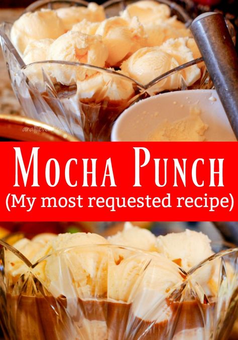 Coffee Ice Cream Punch, Mocha Punch With Ice Cream, Christmas Coffee Punch, Coffee Punch With Ice Cream, Cappuccino Punch, Coffee Punch Recipes, Mocha Punch Recipe, Mocha Punch, Chocolate Punch