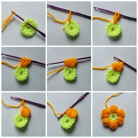 Crochet Chains, Pola Macrame, Crochet Puff Flower, Crochet Blanket Pattern Easy, Confection Au Crochet, Crochet Daisy, Crochet Simple, Crochet Stitches For Beginners, Crochet Flower Tutorial