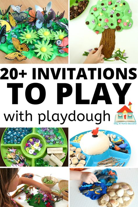 20+ Playdough Invitations to Play - Stay At Home Educator - playdough is a kid's best friend. Learn how to make the best playdough recipe without cream of tartar, then use it to create a playdough invitation to play. Playdough can also be the base of small world play, and has so many sensory play benefits. What can you do with playdough? Doo you have the right playdough recipe? This playdough recipe is no-cook and can be used for literally any playdough activity for preschoolers and toddlers. Playdoh Invitation To Play, Invitation To Learn, Play Dough Invitation To Play, Invitation To Play Kindergarten, Playdough Table Ideas, Toddler Invitation To Play, Playdough Invitation To Play, Invitation To Create Preschool, Invitation To Play Preschool