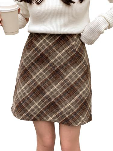 Skirts Plaid, Plaid Brown, Comfortable Skirts, Perfect Fall Outfit, Back Skirt, 2 Piece Skirt Set, Mini Pencil Skirt, A Line Mini Skirt, Autumn Fashion Casual