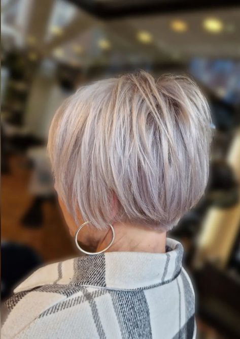 60+ Stylish Stacked Bob Haircuts To Rock In 2024 Blond Pixie Bob Haircut, Short Layered Bob Hairstyles 2023, Short Bobs For Thinning Hair, Chin Length Stacked Hair, Stacked Pixie Bob Haircut For Fine Hair, Womens Stacked Hairstyles, Stacked Short Bob Haircut, Undercut Stacked Bob, Short Bobs Fine Hair