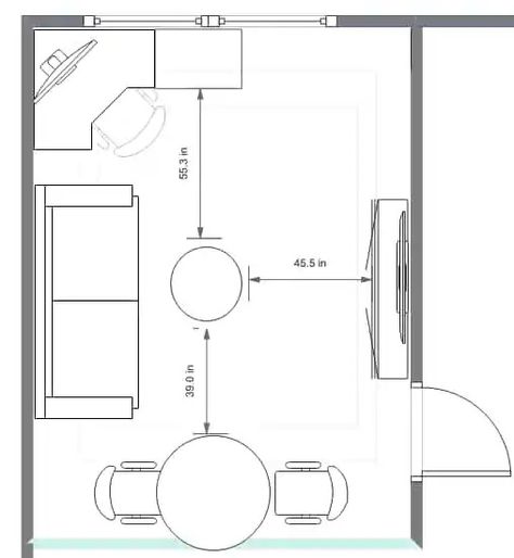 Functional and Stylish Living Room Home Office Combo Living Room With Dining Area And Desk, Kitchen Living Room Office Combo, Living Room Dining Office Combo, Office Space In Open Concept Living Room, Living Office Combo Layout, Living Room Setup With Tv, Workplace In Living Room, Living Dining Office Combo Layout, Office In Living Room Ideas Layout