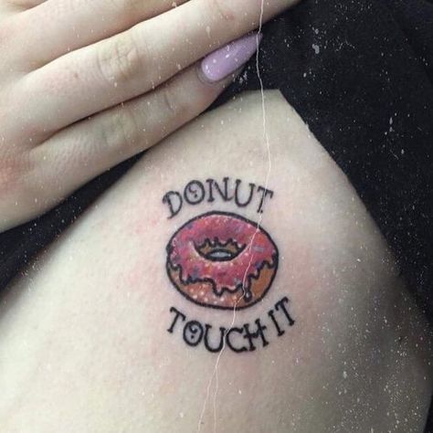 donuts, tattoo, and grunge image Donut Tattoo, Simpsons Tattoo, Food Tattoos, Funny Tattoos, Insta Photo, Future Tattoos, Cute Tattoos, Tattoos And Piercings, Infinity Tattoo