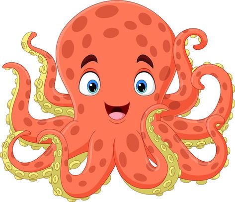 Sea Life Cartoon, Octopus Cartoon Drawing, Sea Creatures Cartoon, Ocean Animal Clipart, Happy Octopus, Water Animals Cartoon Images, Octopus Cartoon, Animale Marine, Octopus Images