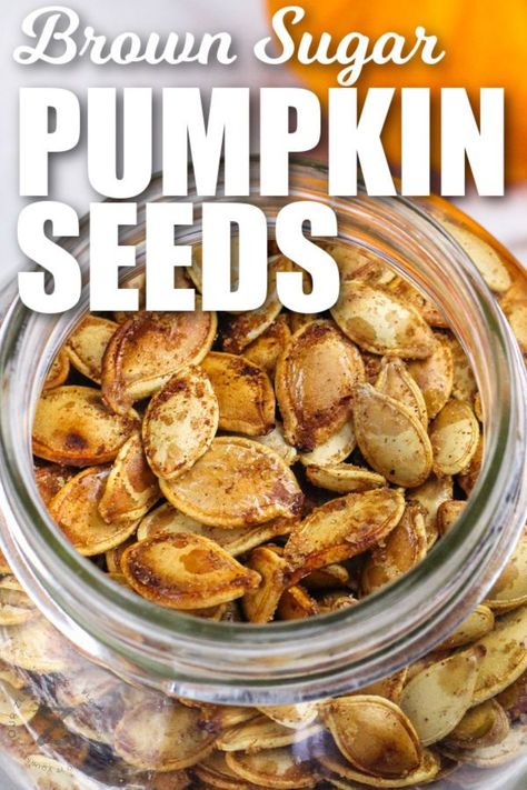 Brown Sugar Pumpkin Seeds, Easy Roasted Pumpkin Seeds, Pumpkin Seed Nutrition, Roasted Pumpkin Seeds Recipe, Roast Pumpkin Seeds, Pumpkin Seeds Baked, Pumpkin Seeds Recipe, Thanksgiving Goodies, Grain Recipes