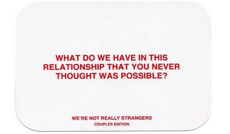 game, couple game, game night, date idea, date moment, relationship game We're Not Really Strangers Questions, We're Not Really Strangers Cards, Date Night Quotes, Deep Talks, Fun Questions To Ask, Deeper Conversation, Question Cards, Fun Party Games, Journal Writing Prompts