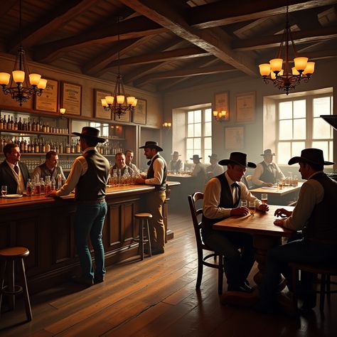 Step back in time to a lively saloon where stories are shared and spirits are high! 🍻✨ This AI-generated scene captures the essence of camaraderie in an Old West bar. Who’s ready to join the fun? #AIGenerated #OldWest #DigitalArt #VirtualBar #AIArtistry #CowboyCulture Wild West Saloon, Old West Saloon, Western Bar, Old West Town, Western Saloon, Western Wallpaper, West Town, Group Project, Prodigal Son