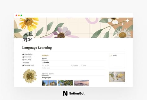 notion template free download Language Template, Personal Notion, Learning Template, Good Study Habits, Life Planner Organization, Learning Organization, Etsy Planner, Language Levels, Template Notion