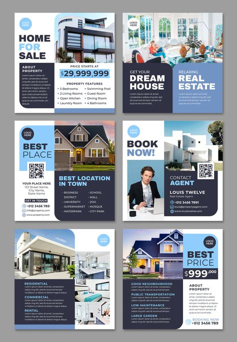 Property Instagram Feed Templates PSD Property Instagram Post, Property Instagram Feed, Instagram Feed Template, Property Business, Real Estate Banner, Food Logo Design Inspiration, Instagram Branding Design, Income Property, Food Logo Design