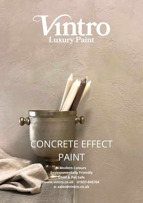 Vintro Concrete Effect Paint Wall paint isn’t just about colour anymore, but it is also about textures. Concrete Effect Paint is easy to use and gives interiors a beautiful unique look. This paint gives you the option of recreating the modern, pitted textured look of industrial concrete, reminiscent of New York apartments or a... Paint That Looks Like Cement, Concrete Wall Paint Ideas, Concrete Effect Walls, Concrete Paint Ideas, Concrete Texture Paint, Cement Paint Wall, Painted Concrete Walls, Concrete Floor Paint Colors, Concrete Wall Paint