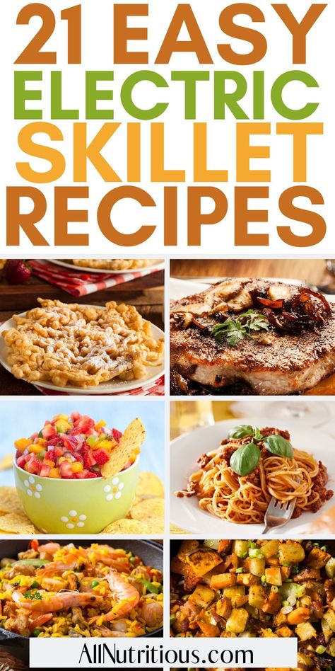 If you want meal ideas to make on your electric skillet, we have you covered. You can make everything from dinner recipes, healthy side dishes to desserts. Make the most of your skillet with these delicious and easy recipe ideas. Skillet Dinners For Two, Green Pan Electric Skillet Recipes, Cooking With Electric Skillet, Electric Frypan Meals, Sunshine Skillet Bob Evans Recipe, Electric Skillet Spaghetti Recipes, Electric Skillet Pizza Recipe, Electric Skillet Casserole Recipes, Healthy Electric Skillet Recipes