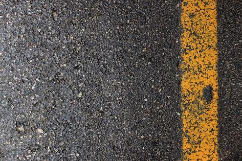 Free Photo | Free photo yellow road marking on road surface Road Top View, Wet Road, Yellow Road, Road Texture, Photo Yellow, Road Markings, Road Work, Beautiful Roads, Extreme Close Up