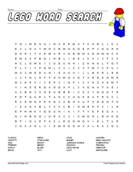 Lego Word Search | Free Printable Lego Activity For Kids, Lego Mazes Free Printable, Lego Free Printables, Babysitting Worksheets, Lego Worksheets, Lego Activities For Kids, Lego Maze, Word Search Free Printable, Lego Engineering