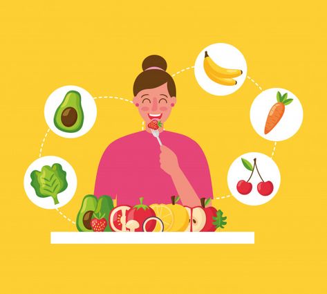 People healthy food | Free Vector #Freepik #freevector #food #people #leaf #restaurant Eating Strawberry, Healthy Food Logo, Food Vector, Woman Smiling, Food Cartoon, Thought Bubbles, Food Backgrounds, Cartoon Background, Logo Food