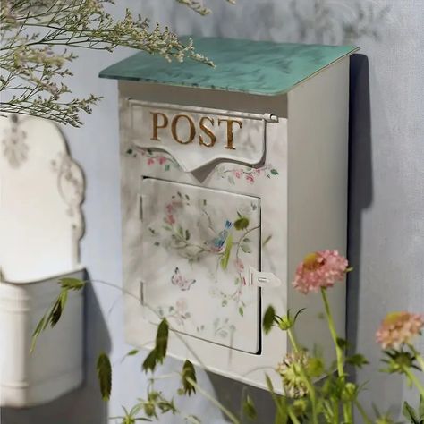 Outdoor Garden Decoration Farmhouse Wall Mounted Mailbox - Temu Antique Mailbox, Vintage Mailbox, Vintage Letters, Wall Mount Mailbox, Mounted Mailbox, Front Patio, Post Box, Letter Box, Vintage Lettering