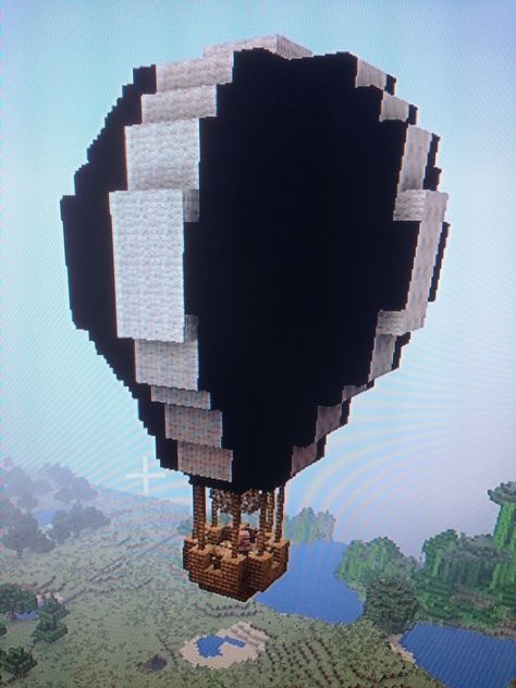 Minecraft Hot Air Balloon Minecraft Hot Air Balloon, Minecraft Balloons, Minecraft Building Blueprints, Minecraft Steampunk, Minecraft Village, Minecraft Banner Designs, Bangunan Minecraft, Minecraft Farm, Minecraft Banners