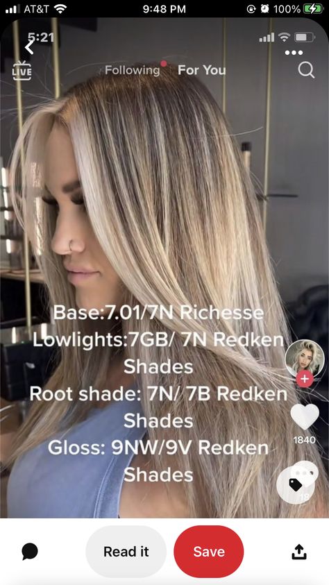 The Right Hairstyles.com, Dimensional Blonde Redken, Creamy Blonde Toner Formula, How To Lowlights For Blondes, Highlight Formulas Blonde Hair, Dark Blonde Formula Redken, Lowlight Formula Blonde Hair, Foil Hair Color Highlights, Lowlight Formula Shades Eq