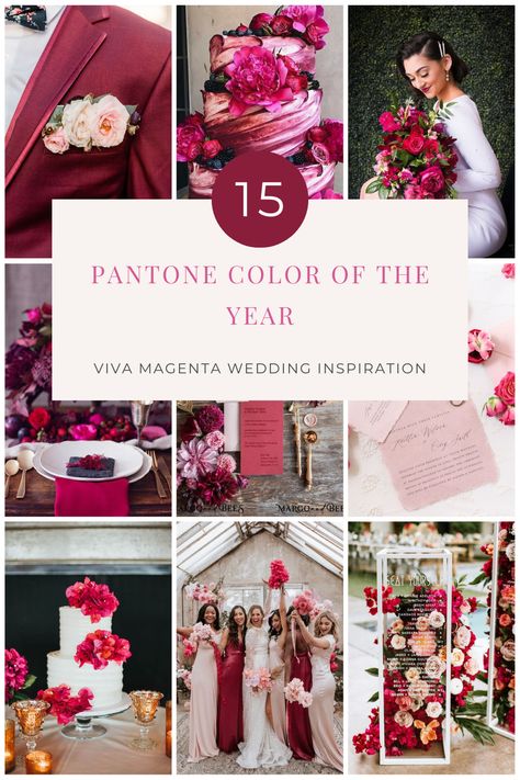 Raspberry Wedding Color, Magenta Wedding Decorations, Magenta Wedding Colors, Viva Magenta Wedding, Magenta Wedding Theme, Pantone Wedding Colors, Fuschia Wedding, Raspberry Wedding, Pantone Wedding