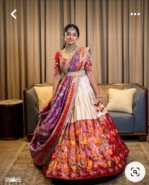 Paithani Half Saree Designs, Viranica Manchu, Patola Lehenga, Lehenga Ideas, Half Saree Function, Lehenga Saree Design, Simple Lehenga, Bridal Sarees South Indian, Half Saree Lehenga