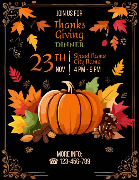 Thanksgiving Dinner Invitation Template Thanksgiving Invitation Template, Grow Email List, Thanksgiving Templates, Dinner Invitation Template, Thanksgiving Invitation, Promotional Flyers, Free Thanksgiving, Dinner Invitation, Email Templates