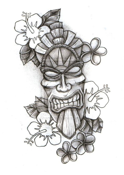 Tiki Tattoo Ideas For Men, Tiki Head Tattoo, Tiki Tattoo Hawaiian, Tiki Tattoo Ideas, Tiki Drawing, Mask Sketch, Borneo Tattoos, Head Drawings, Piercings Black