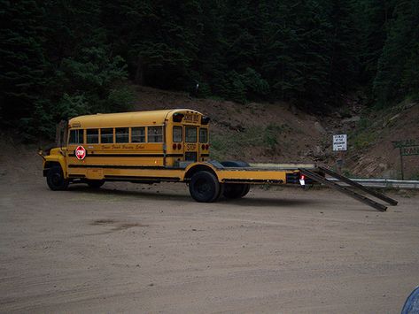 toy hauler Bus Tags, School Bus Camper, School Bus House, Converted Bus, Bus Conversions, Rv Bus, Yellow School Bus, School Bus Conversion, Bus House