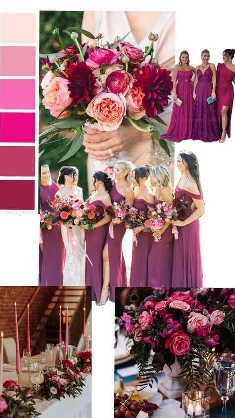 Berry Tones Wedding, Frida Kahlo Wedding, Fuschia Wedding, Berry Wedding, Wedding Vibes, Red Wedding, Colour Scheme, Purple Wedding, Pink Wedding