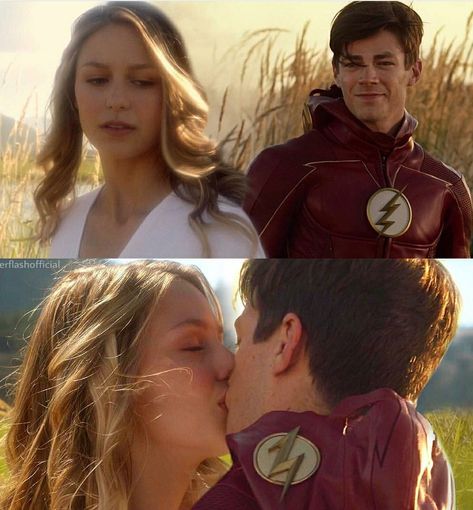 *SCREEEE* Barry Allen And Kara Danvers, Superflash Ship, Justice League Art, Ashley Rickards, Kara Danvers Supergirl, Melissa Supergirl, The Flash Grant Gustin, Dc Tv Shows, Flash Tv Series