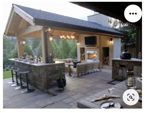 Outdoor Kitchen And Sitting Area, Huge Covered Patio, Outdoor Kitchen Barndominium, Detached Covered Patio Ideas, Outdoor Bonus Room, Covered Bbq Area, Covered Patio With Outdoor Kitchen, Covered Outdoor Kitchens, Backyard Deck Ideas